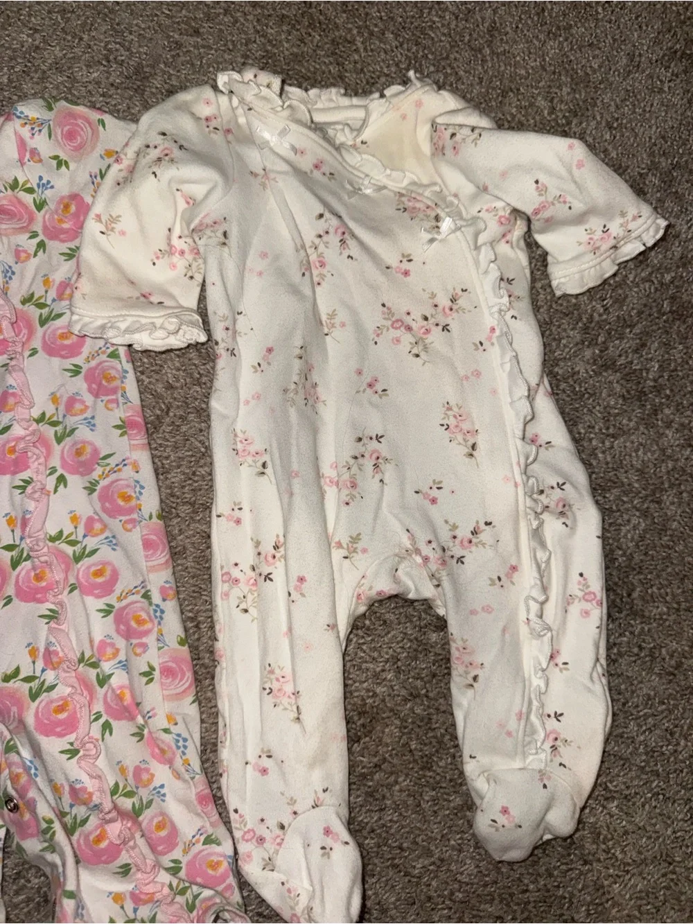 Floral & Pink Baby Footed One-Pieces (Set of 4)